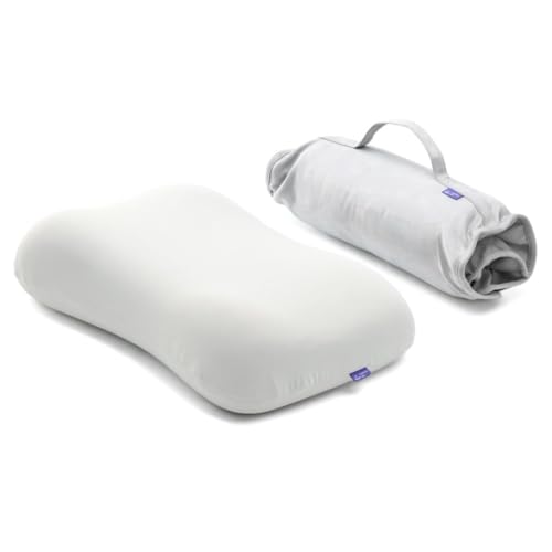 Cushion Lab Travel Deep Sleep Pillow – Compact Memory Foam Neck Pillow for Sleeping, Portable Pillow for Hotels, Camping, Side & Back Sleepers, On-The-Go – Calm Grey