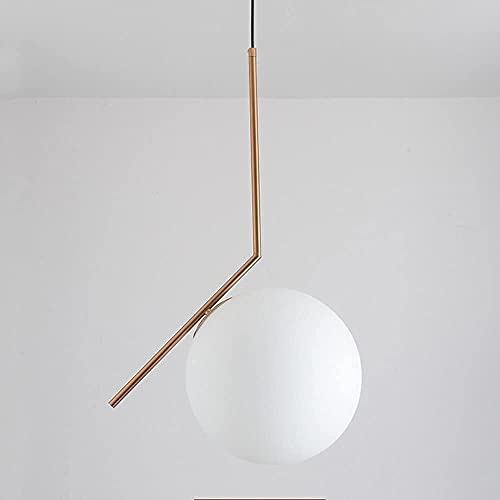 Lanterne suspendue sphérique en verre et fer doré pour salon