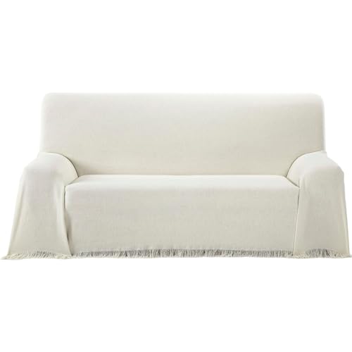 ECOMMERC3 | Colcha Multiusos Tamaño 130x180 cm para Sofá o Cama - Foulard Multiusos Tacto Extrasuave Color Crudo