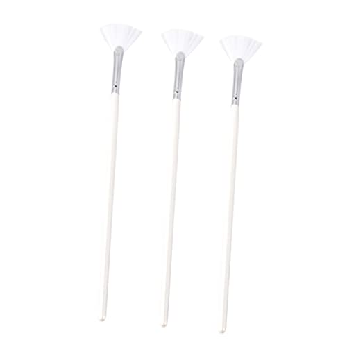 LIFKOME 3Pcs Fan Shape Mask Brushes for Skin Care Long Handle Facial Applicator for Application Hard to Reach Areas for Beauty Treatments