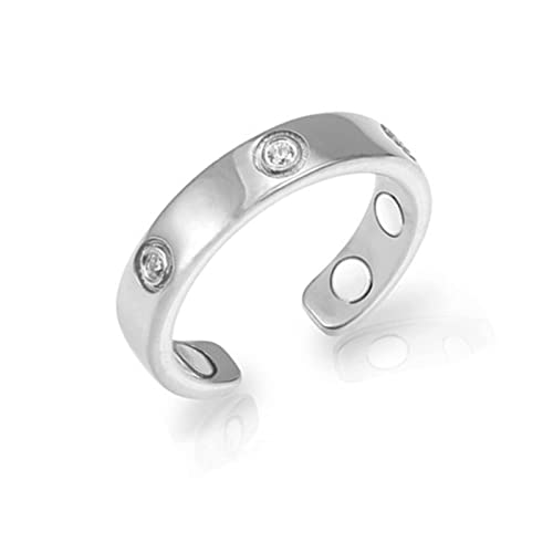 WIPPWER Bagues en tungstène for femme Bague de thérapie magnétique for femme Bague en cristal élégante(Silver)