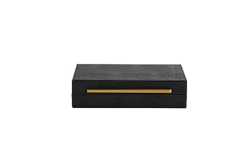 Generic Kingflux Black Shagreen Leather Decorative Box cover