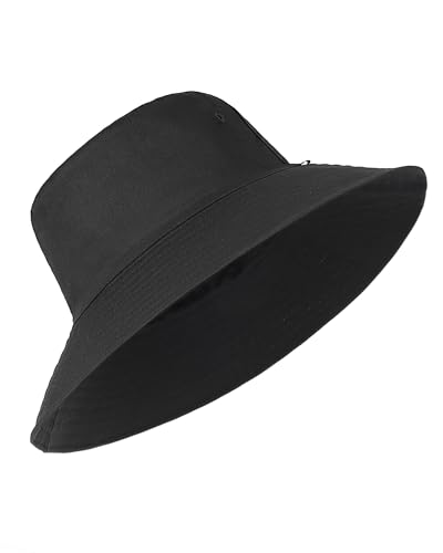 Image of XXL Oversize Bucket Hat Reversible, XL L M S Fisherman Sun Cap With Chin Strap, Travel Beach Outdoor Hat For Men Women