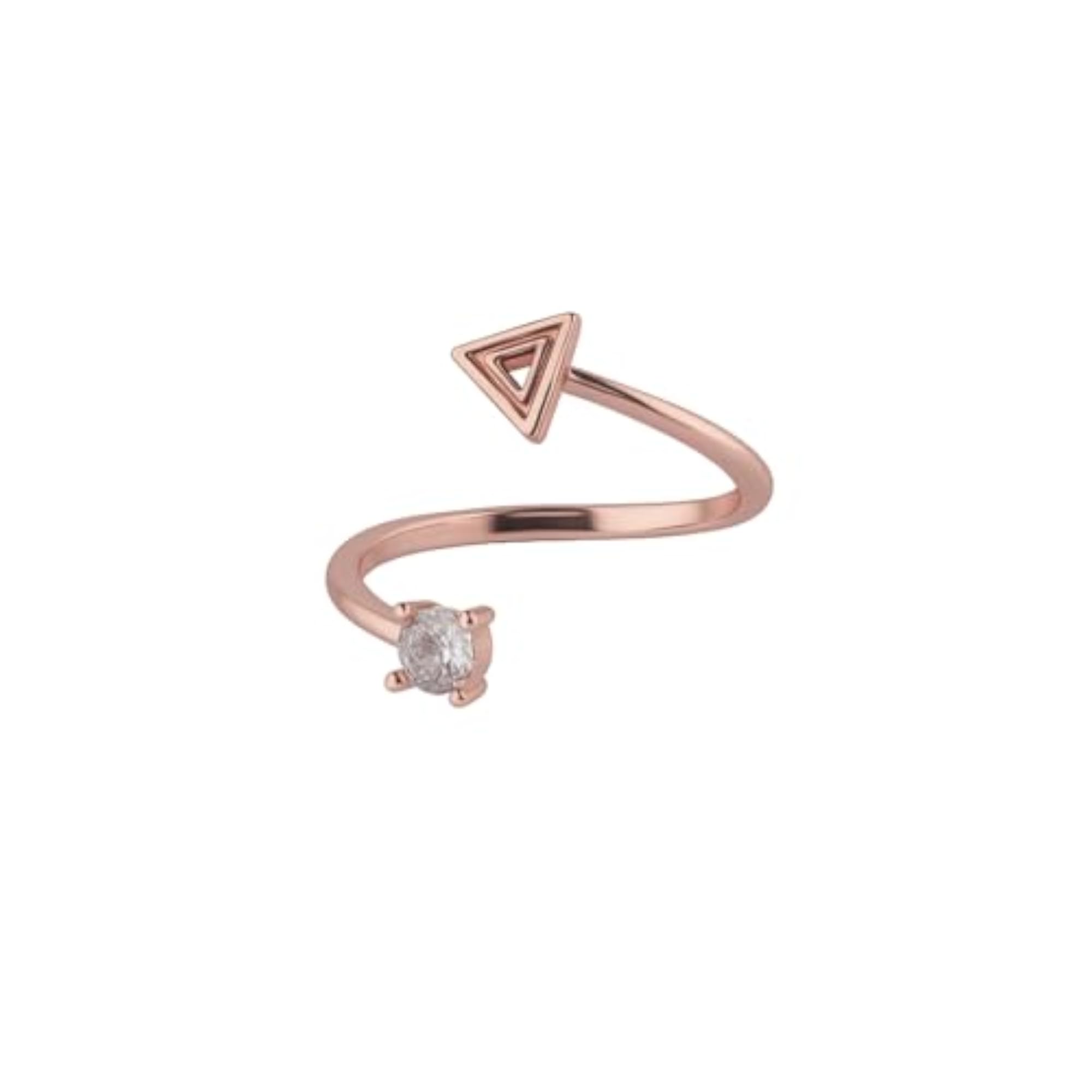 Women's Trendy Rose Gold Triangle Design Adjustable Ring