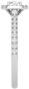 Yash Diam Jewel 1.50 CT Round Shape Created White Diamond Halo Prong Set Wedding Engagement Ring In 14K White Gold Plated 925 Sterling Silver