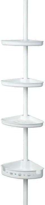 Adjustable Tension Shower Caddy 60 to 96 Inch Steel Pole with 3 Shelves No Drill Installation Bathroom Organizer
