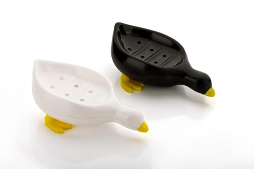 Image of Plastic Soap Dish Holder with Drainage Slots - Rectangular Self-Draining Soap Tray for Bathroom & Kitchen Sink, Non-Slip, Durable & Easy to Clean (White) - Pack of 6