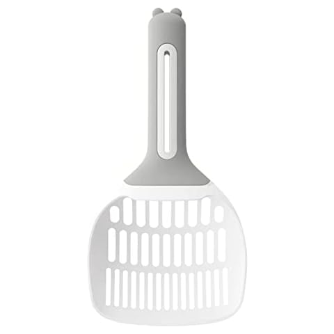CJFael Large Apertures Cat Litter Plastic Cat Litter Scoop Fit for Most Cat Litter, Cat Litter Box and Scooper Holder Easy to Clean Grey Cover