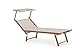 Generico HU-056 Sdraio lettino in texilene e legno alluminio beige per mare piscina giardino immagine