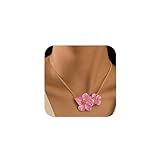 Red Yun En Flower Choker Necklaces for Women White Pink Yellow Floral Statement Necklaces Gold Dainty Chain Necklace Trendy Floral Necklace Jewelry for Women (Pink A Style)