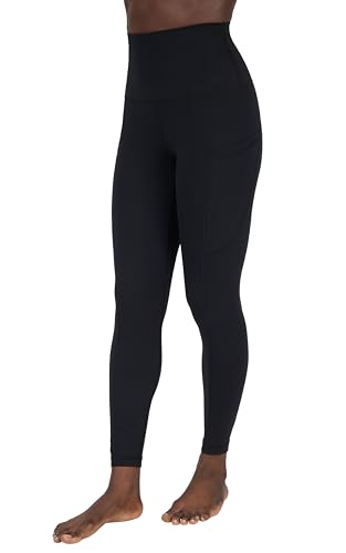 Yogalicious Womens Yoga Legging Elastic Free High Waisted Squat Proof Ankle Length Workout Pant - Black W/Pocket Super High Waist - Medium