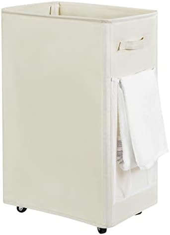 Chrislley 90L Rolling Laundry Basket Large Laundry Hamper with Wheels Collapsible Clothes Hamper Rolling Ta…