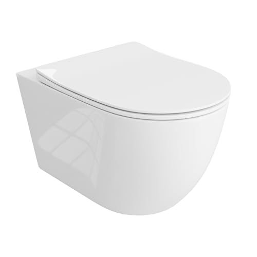LAVITA Sinto Grande WC suspendu avec abaissement automatique et charnières métalliques Blanc brillant