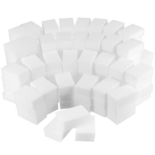 HAKZEON 100 Pack 80 x 50 x 30 mm Magic Eraser Sponge, Multi-Functional Melamine Foam Cleaner, Magic Cleaning Sponge for Wiping Dirt Stain Grime and Marks from Most Household Surfaces