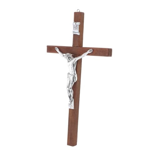 PRETYZOOM Élégante Croix Catholique En Bois Décoration Murale Grand Crucifix En Bois À Suspendre Pour La Maison Léglise La Salle De Classe