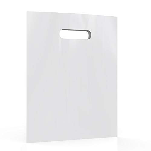 White Merchandise Plastic Shopping Bags - 100 Pack 12" x 15"with 1.25 mil