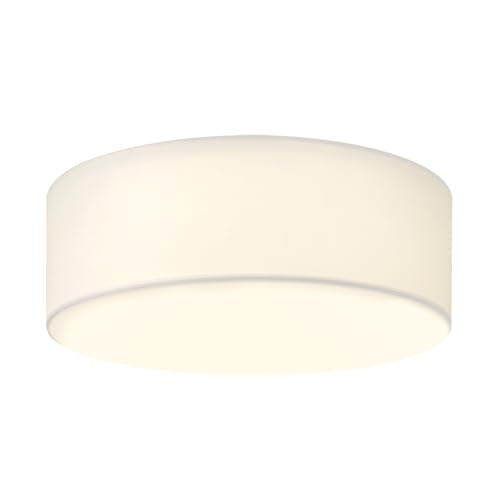 CALOKES 18-Inch Large Flush Mount Ceiling Light Fixture with White Fabric Shade, Modern Drum Closed to Ceiling Lighting for Living Dining Room, Bedroom, Kitchen, Foyer - Farmhouse Lamp & Chandelier