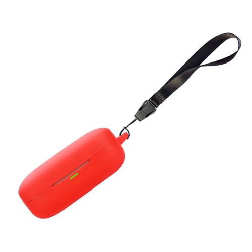 Image of WELCROS Soft Silicone Case Cover Compatible for Realme Buds Air 7 | 7 Pro (Red, Lanyard + Keychain)