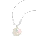 OJERRY Mermaidcore Kawaii Summer Ocean Beach Pearl Seashell Necklace Sea Shell Cool Necklaces Jewelry Accessories Essentials for Women Coconut Beach Teen Girls Aesthetic Trendy Stuff In Their 20s 30s