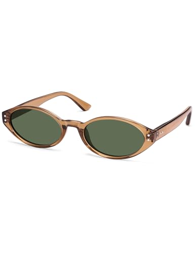 Retro Oval Polarized Sunglasses for Women Chic Cat Eye Trendy 90s Shades UV400 Protection AP3743