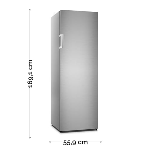 PKM Gefrierschrank GS212NFEIX | INOX | silbern | 194 Liter | Fast-Freeze | No Frost | Breite 56 cm | 5 Schubladen | 1 Gefrierklappe | Türanschlag wechselbar