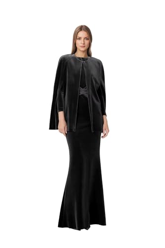 Long Sleeves Velvet Mother of Bride Dress with Cape Elegant
