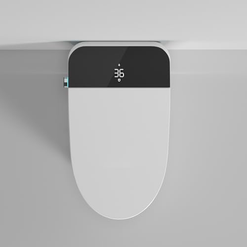 Smart Toilet, Bidet Toilet, Inodoro Inteligente con Tapa Automática, Asiento Bidet Integrado, Sensor de Pie para Descarga, Asiento Calefactable, Agua Tibia, Secador, Luz Nocturna y Pantalla LED, Blanco miniatura 6
