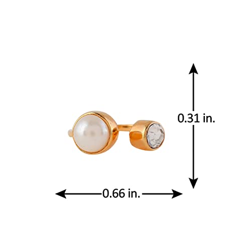 Mother's Half Pearl Cz Studded Ring