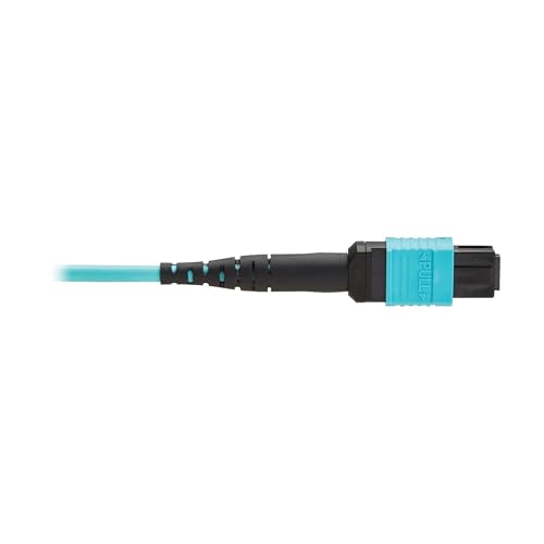Image of Eaton Tripp Lite Series 1 Meter OM4 50 /125 Fiber Optic Cable, 100G Multimode (12F MPO /MPO-PC Female-to-Female) Type-A Polarity, OFNP Jacket, Aqua, TAA Compliant (N845A-01M-12TAA)