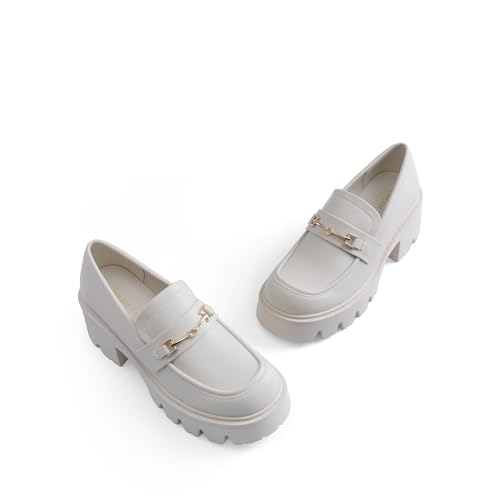 Image of DREAM PAIRS Women Loafers Platform Chunky Heel Slip On Lug Sole Casual Dressy Office Business Shoes