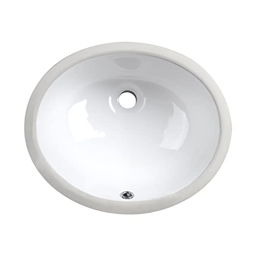 Deervalley Dv-1U302 Liberty 17" X 14" Bathroom Under-Mount Sink White Ceramic Bathroom Sink Undermount Vanity Sink With Overflow Hole, Oval Vessel Sink #TOP1
