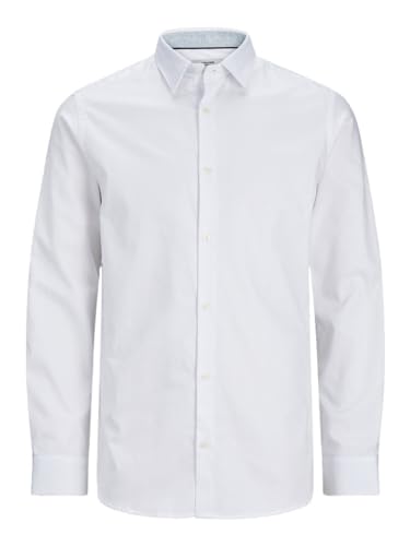 JACK & JONES Jprblanordic-Camiseta (Talla L/S) Camisa de Manga Larga, Blanco/Ajuste: Ajuste cómodo, L para Hombre