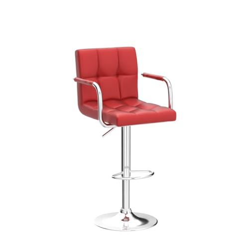 Image of Yaheetech Bar Stools Set of 2, Swivel with Backs, Adjustable Height, Red