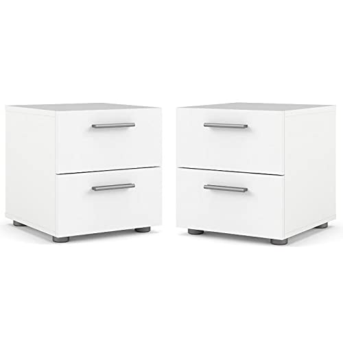 Home Square 2 Piece Bedroom Set with 2 Two Drawer Nightstands in White Home Square 2 Piece Bedroom Set with 2 Two Drawer Nightstands in White
