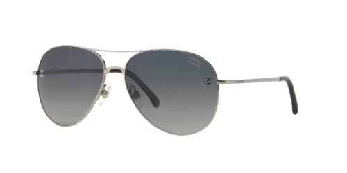 Chanel Womens 4189Q C124S8 Aviator Polarized Sunglasses 59 Silver