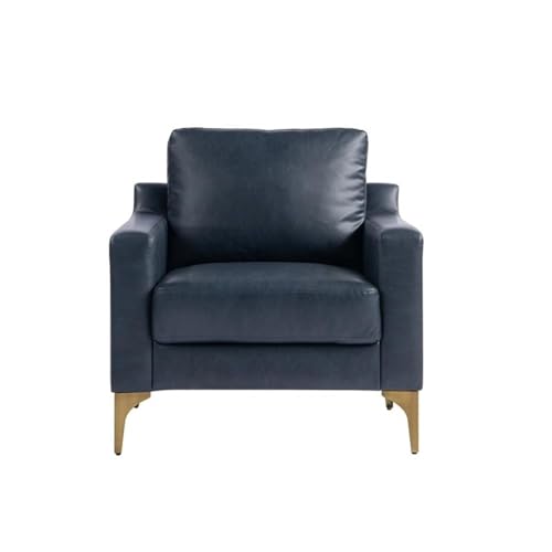 Sillón con tapizado azul marino y estructura sólida miniatura 4