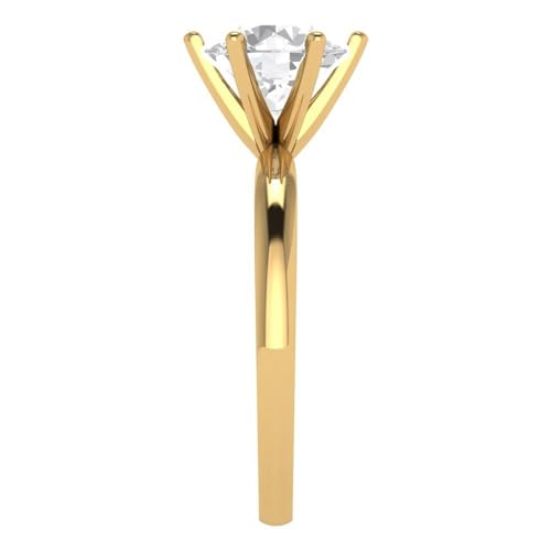 2 ctw Round Cut Solid Gold Engagement Ring for Women - 14K Yellow Gold - Moissanite Wedding Promise Ring for Her3