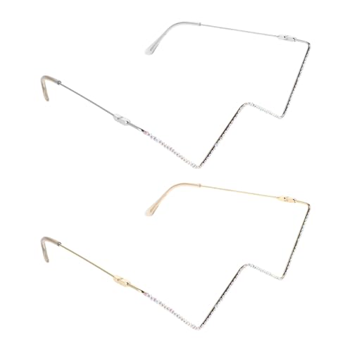 CONGARTENO 2 Pezzi Occhiali Montatura V Forma Triangolare in Metallo Leggero con Pietre Decorative Senza Lenti Accessorio Moda per Feste Uso Quotidiano e Business