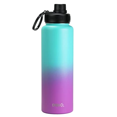Image of Drinco Stainless Steel Water Bottle Spout Lid Vacuum Insulated Double Wall Water Bottle Wide Mouth Leak Proof Keep Cold Sport Camping Hiking (40oz Ombre Fuchsia Teal)