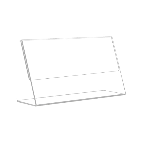 Image of L-Shape Acrylic Price Tag Holder, 3*2 Inches, Pack of 10, Table Display stand & Name Card Holder for Bakery Counters, Buffets, Shops, Restaurants, and Supermarkets (L-Shape 3*2)