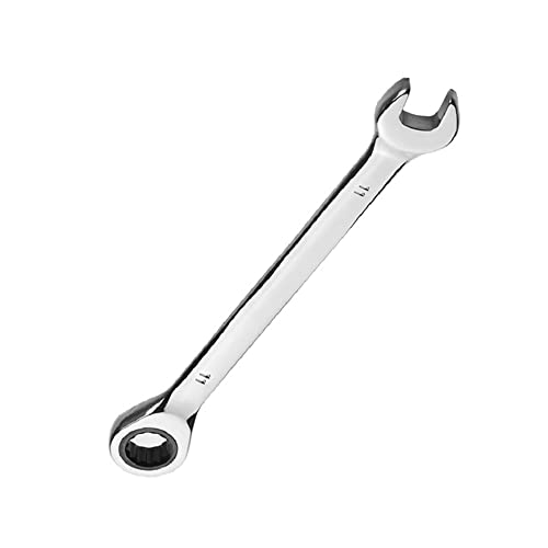 Leliafleury 11 mm Ratchet Spanner Fixed Head, Chrome Vanadium Steel Metric Ratchet Spanner, 72-Tooth