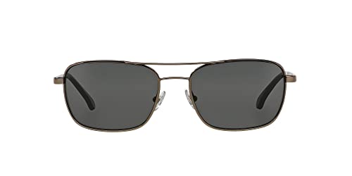 Brooks Brothers Men's BB4016 Rectangular Sunglasses, Gunmetal/Solid Grey, 56 mm