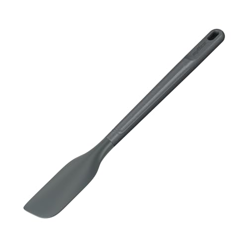 Zyliss Espátula Cocina Pequeña de Paja de Trigo/Silicona Duradera, Espátula Para Cocinar y Mezclar con Silicona Resistente al Calor, Gris Beluga, 27,5 cm x 3,5 cm, Apta Para Lavavajillas