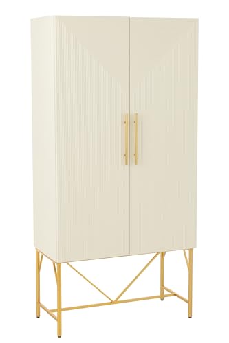 J-Line Commode - Bois/métal - Blanc/Or