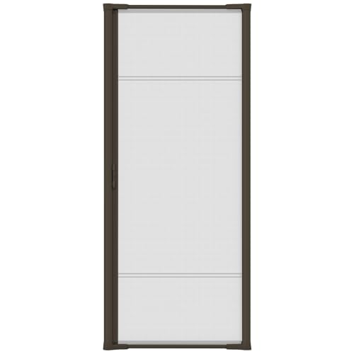 Genius Cool Retractable Screen Doors for Single Door - Roll Away Retractable Screen Doors for Front Door - Standard Width (32 in to 36 in) x Height 80 in - No Drill Easy Install, Brown