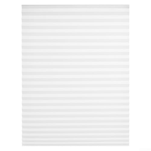 Cortinas opacas plisadas autoadhesivas de tela no tejida, persianas sin cordón para el hogar (blanco, 120 x 180 cm)