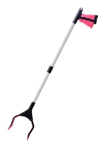 FEITAOOZ Pinzas Extensibles, Pinza Recoger Basura, Bastón portátil StrongGrip, para ayudas de Alcance en Exteriores e Interiores(Light Red)