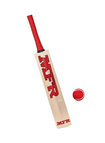 Image of NR Wooden Popular Willow Kids Cricket Bat Size 5 with 1 Tennis Ball for 11-15 Year Kids Combo Pack (Colour - May Vary) Pack of 1