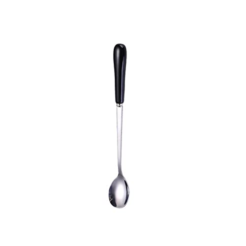 1Pc Coffee Spoons,Stainless Steel Ceramic Handle Stirrer Teaspoon as Kitchen Home Espresso Ice Cream Dessert Stirring Tool Gift(M,Black)