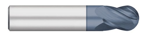 Titan TC11702 Solid Carbide End Mill, Stub Length, 4 Flute, 30 Degree Helix, Ball Nose, AlTiN Coated, 1/32